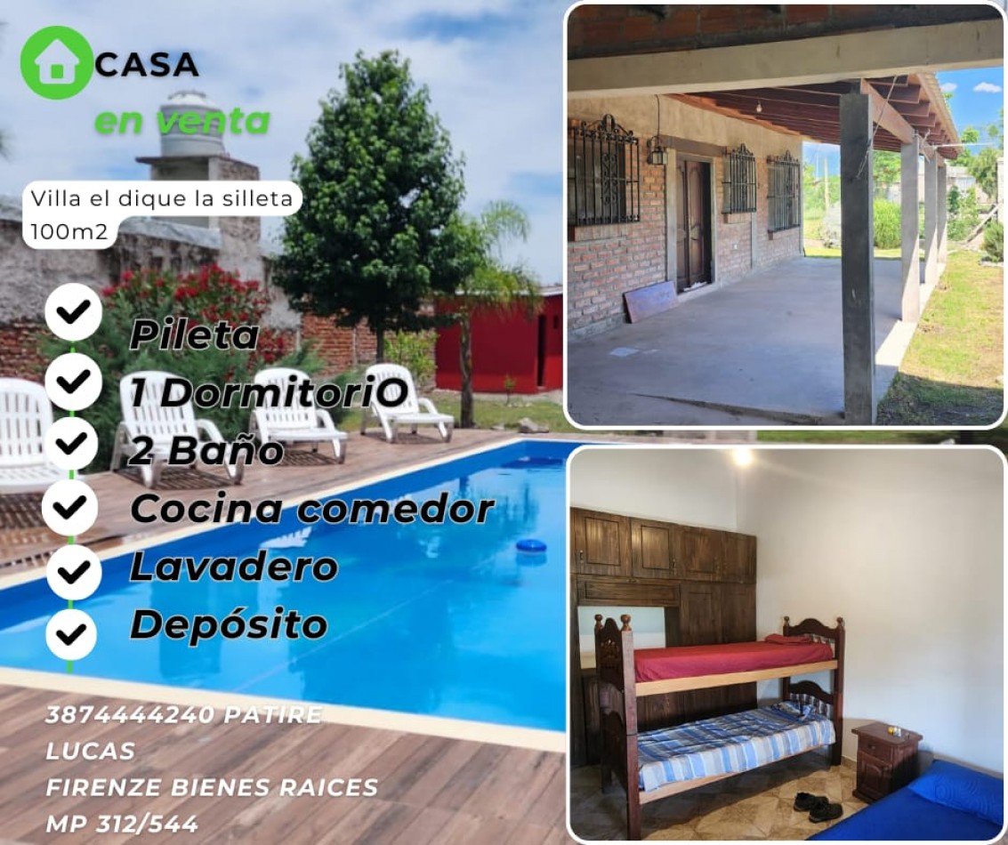 HERMOSA CASA EN VENTA  VILLA EL DIQUE LA SILLETA